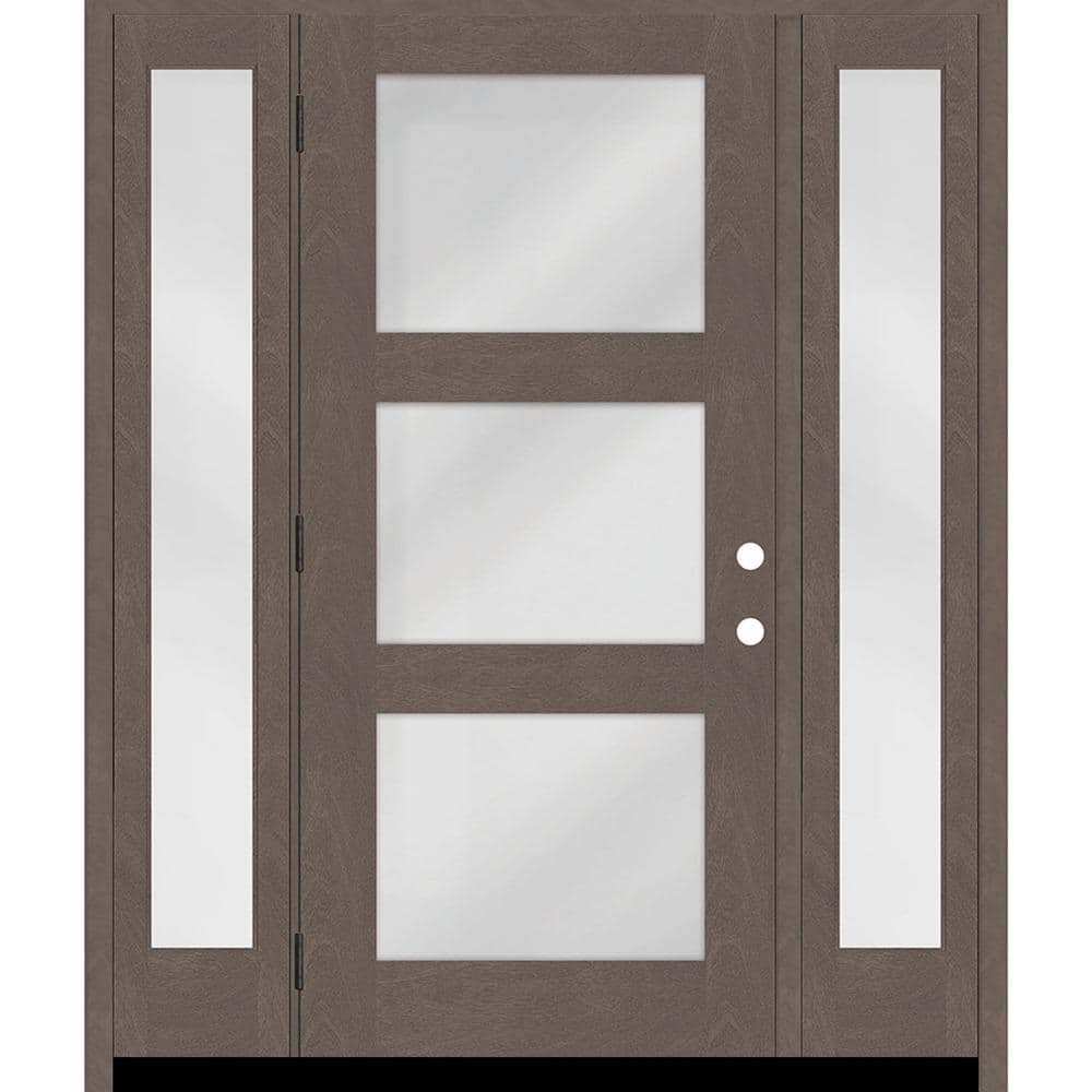 Regency 68 in. x 80 in. Modern 3-Lite Equal Clear Glass RHOS Ashwood Mahogany Fiberglass Prehung Front Door DB 14 in. SL price history on PriceWatchPro