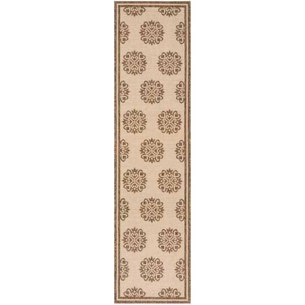 SAFAVIEH Linden Cream/Beige 2 ft. x 8 ft. Border Multi-Florals Runner Rug