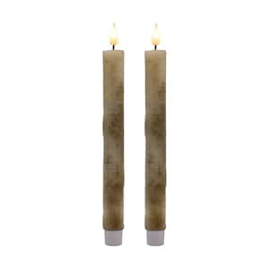 Battery Operated Birch Wood Taper Candles - Set of 2