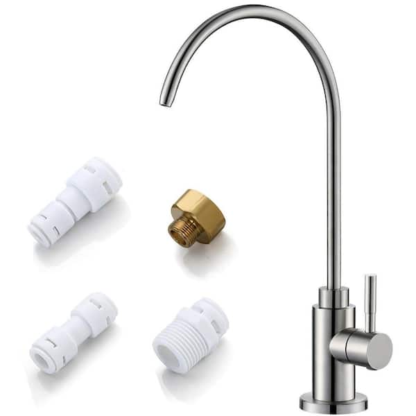 Lukvuzo Non-Air Gap Drinking Water Single Handle Beverage Faucet with Water Filtration System in Stainless Steel
