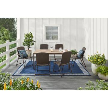 StyleWell Sandpoint Brown Rectangle Metal 28.5in Outdoor Dining Table DE24174A