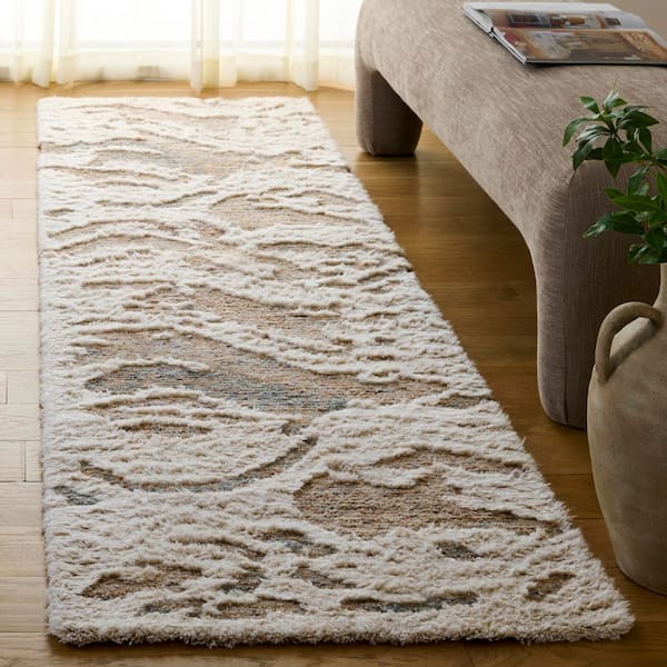 Casablanca 2 ft. x 8 ft. Ivory/Brown Abstract Organic Runner Rug