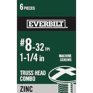 #8-32 x 1-1/4 in. Combo Truss Head Zinc Plated Machine Screw (6-Pack)