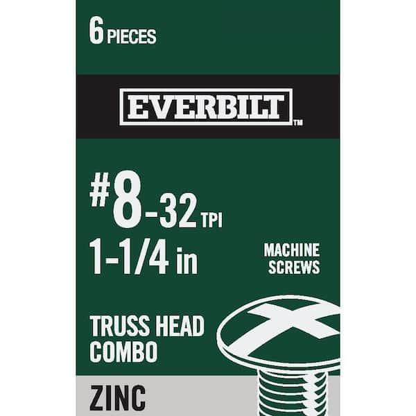 Everbilt #8-32 x 1-1/4 in. Combo Truss Head Zinc Plated Machine Screw (6-Pack)
