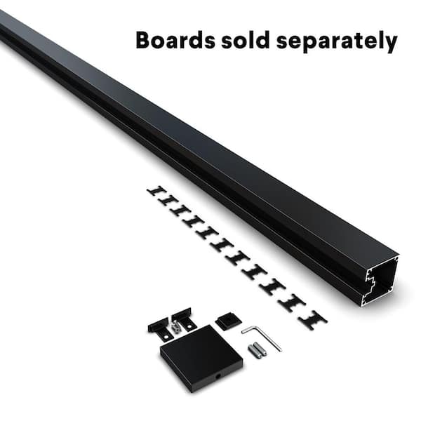 HOFT 96 in. Black Aluminum In-Ground Fence End Post Kit and Hardware- Kit A8