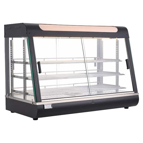137 qt. 3-Tier Commercial Food Warmer Display, 1,400W Display Warmer, Black Buffet Server Crocks, 86-185℉ Steam Heating