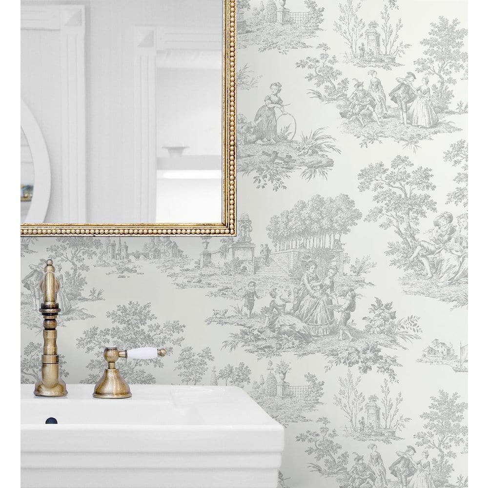 Argos Grey Chateau Toile Vinyl Peel and Stick Wallpaper