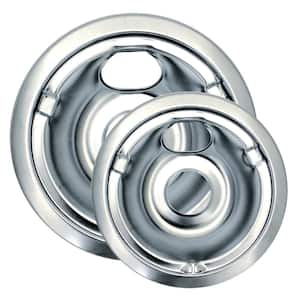 6 in. Small and 8 in. Large Drip Bowl in Chrome (2-Pack)