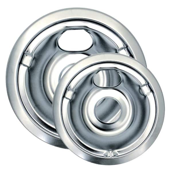 Range Kleen 6 in. Small and 8 in. Large Drip Bowl in Chrome (2-Pack)