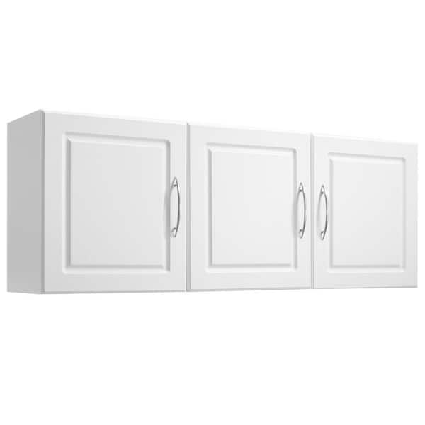 27.01 in. W x 55.51 in. D x 4.21 in. H Bathroom StorageWall Cabinet in White with 3-Doors
