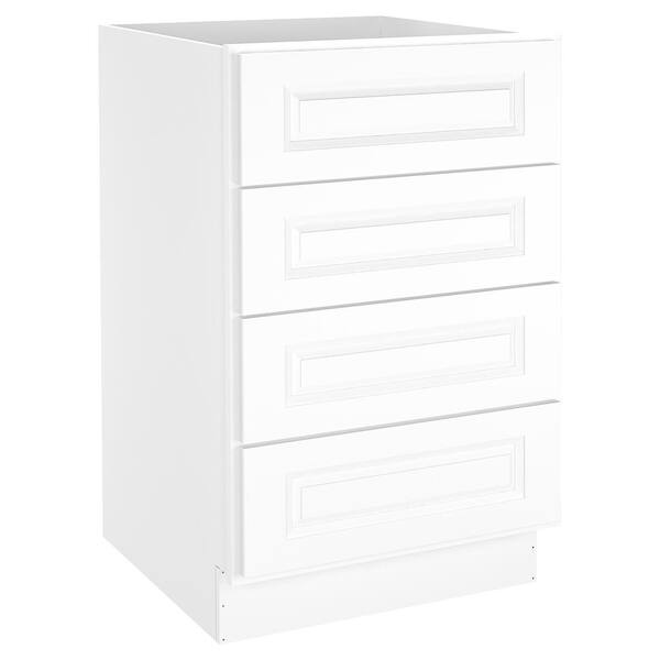 HOMEIBRO 21 in. Wx24 in. Dx34.5 in. H in Raised Panel White Plywood Ready to Assemble Drawer Base Kitchen Cabinet with 4 Drawers