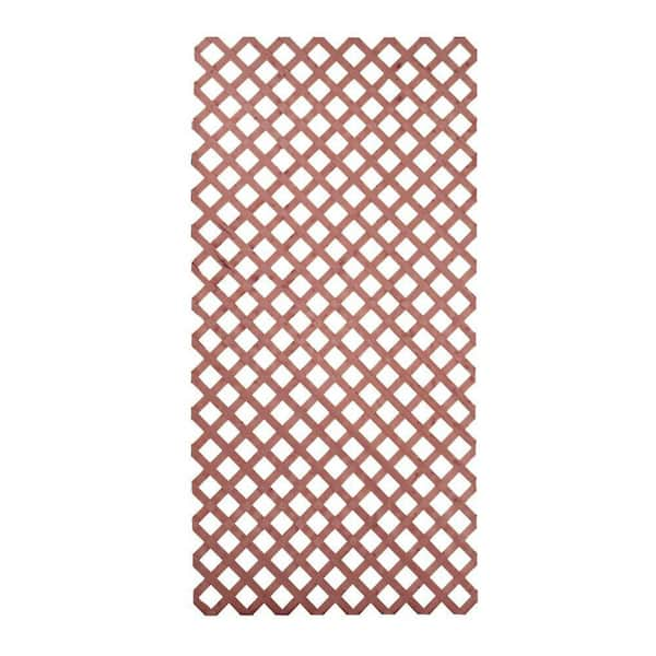 2 ft. x 8 ft. Pressure Treated Redwood Spruce Tone Wood Garden Lattice ...