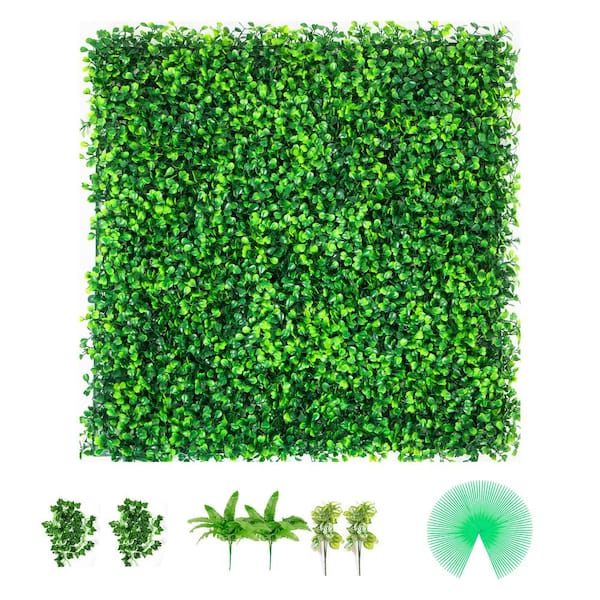 SVOPES 20 in. x 20 in. Garden Fence Artificial Boxwood Panels PE Grass Backdrop Wall 1.6 in. Thickness Plastic 20 Pieces