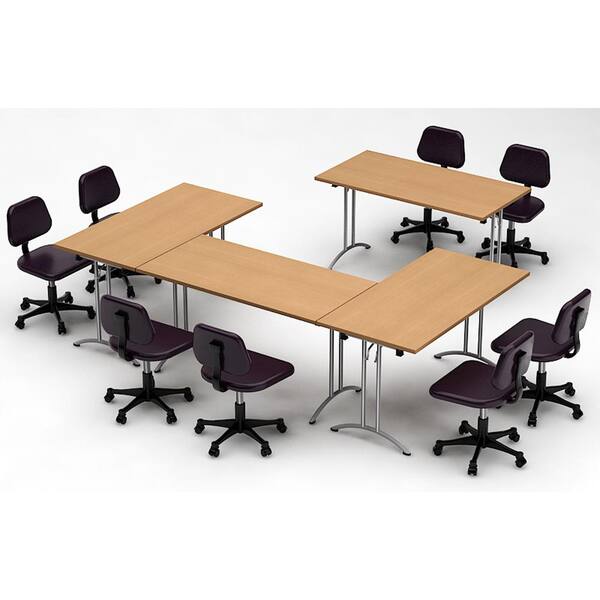 TeamWORK Tables 4-Piece Natural Beech Conference Tables Meeting Tables Seminar Tables Compact Space Maximum Collaboration