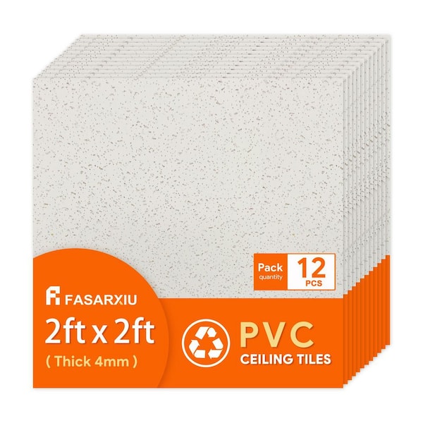 2 x 2 ft. Smooth Pro White High-Grade PVC Drop Ceiling Tile, Waterproof, Washable and Fire-Rated (48 sq. ft./Case)