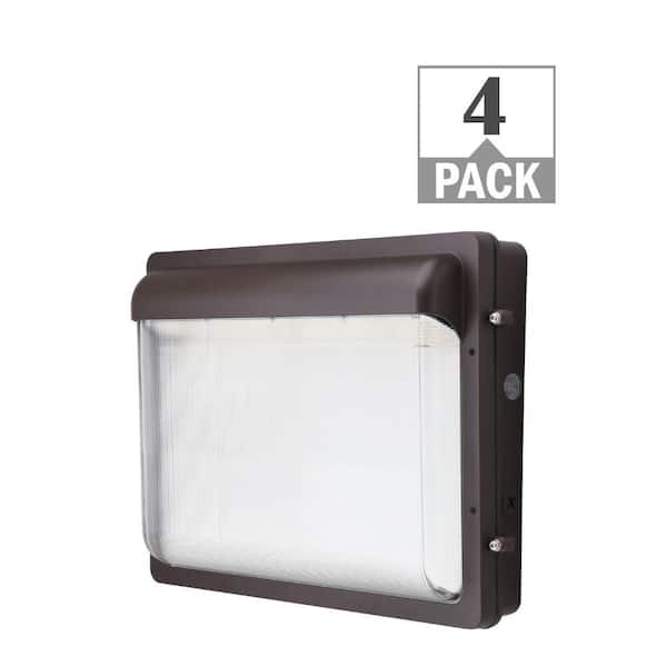 ETI LIGHTING 400-Watt Equivalent Modern Slim Integrated LED Bronze Wall Pack Light Adjustable 12000-19600 Lumens and CCT (4-Pack)