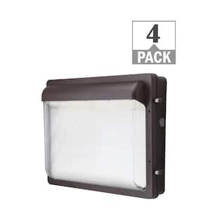 400-Watt Equivalent Modern Slim Integrated LED Bronze Wall Pack Light Adjustable 12000-19600 Lumens and CCT (4-Pack)