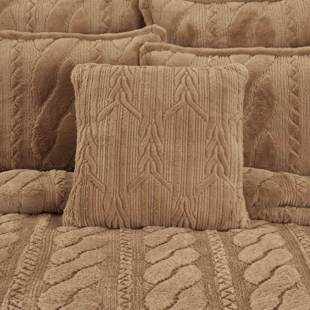 Caress Gold Plush 20" Square Decorative Throw Pillow