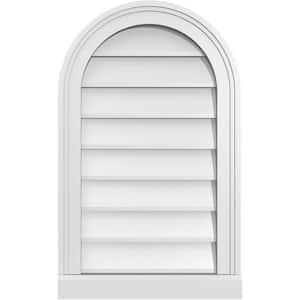 16 in. x 26 in. Round Top White PVC Paintable Gable Louver Vent Non-Functional