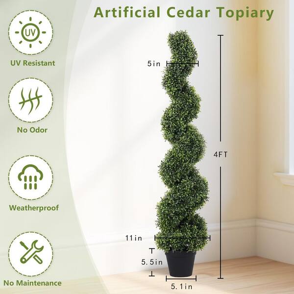 HOYMN 4 ft. Artificial Boxwood Topiary Tree in Weighted Pot UV