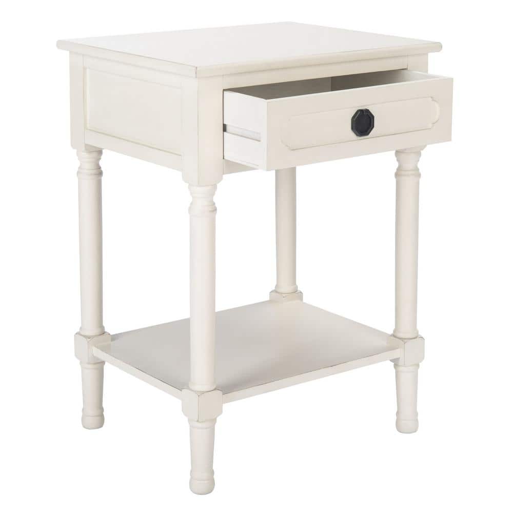Allura Distressed White Wood 1-Drawer Accent Table
