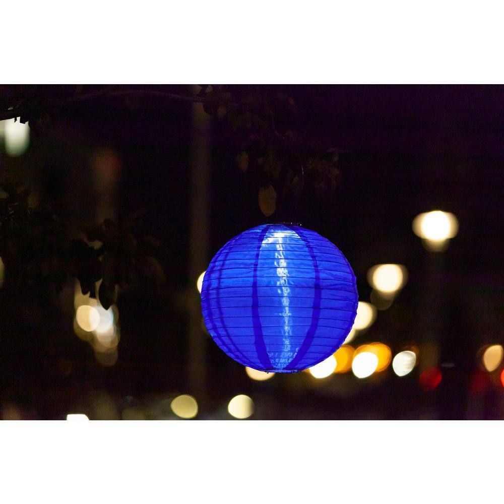 Cerulean Blue 12" Nylon Solar Lantern with LED Light