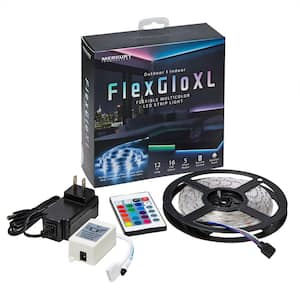Plug in 12 ft. RGB LED Strip Light Weatherproof 120 LED Color Changing with 24-Key Remote Control Under Cabinet Lighting