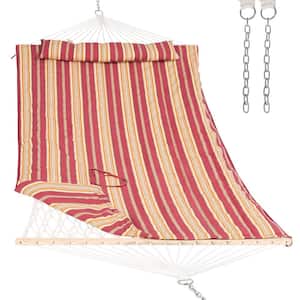 10-15 ft. Portable Hammock With Detachable Pad and Pillow, Red Stripe