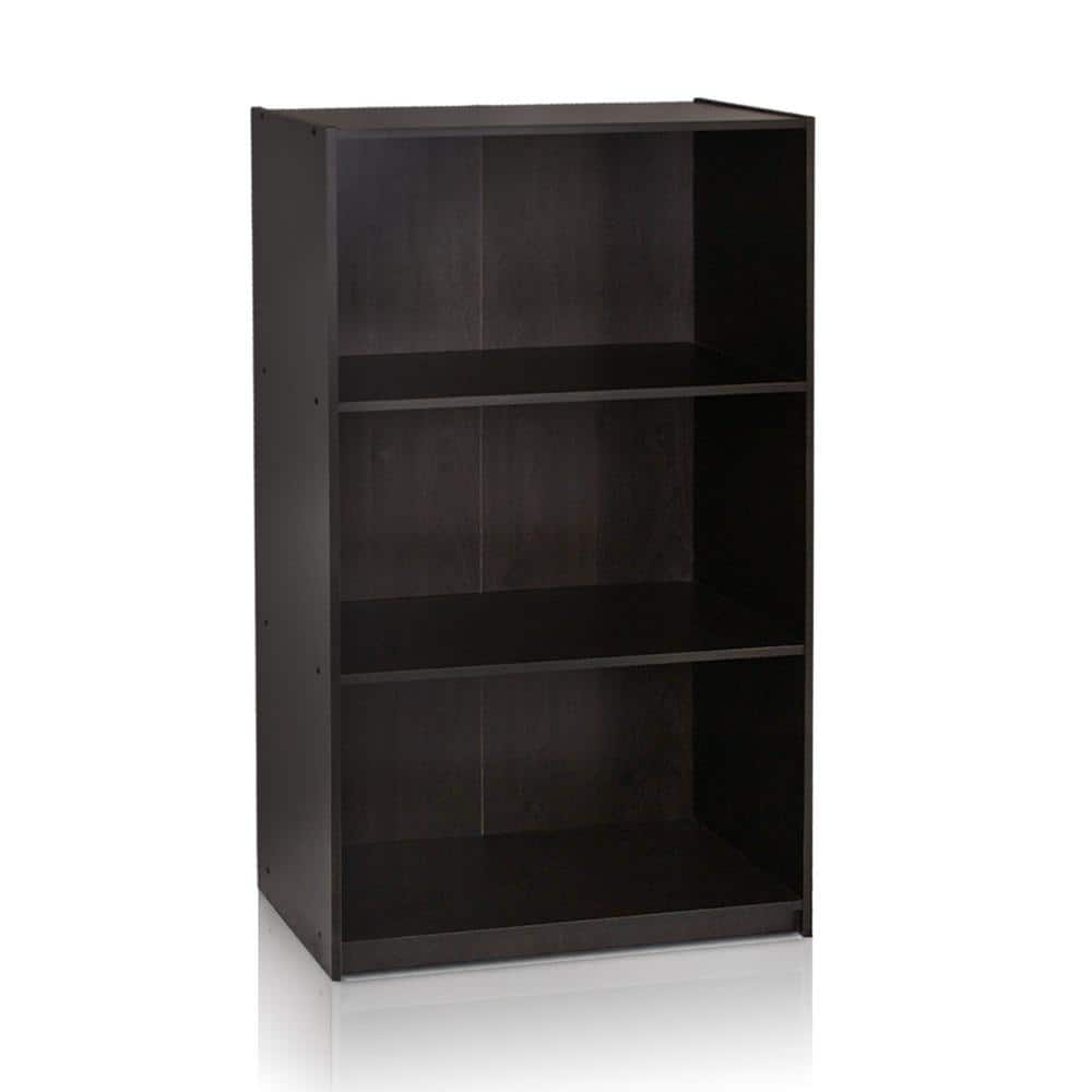 Furinno 39.5 in. Espresso Wood 3-shelf Standard Bookcase with Storage ...