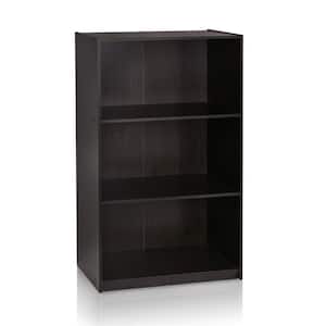39.5 in. Espresso Wood 3-shelf Standard Bookcase with Storage