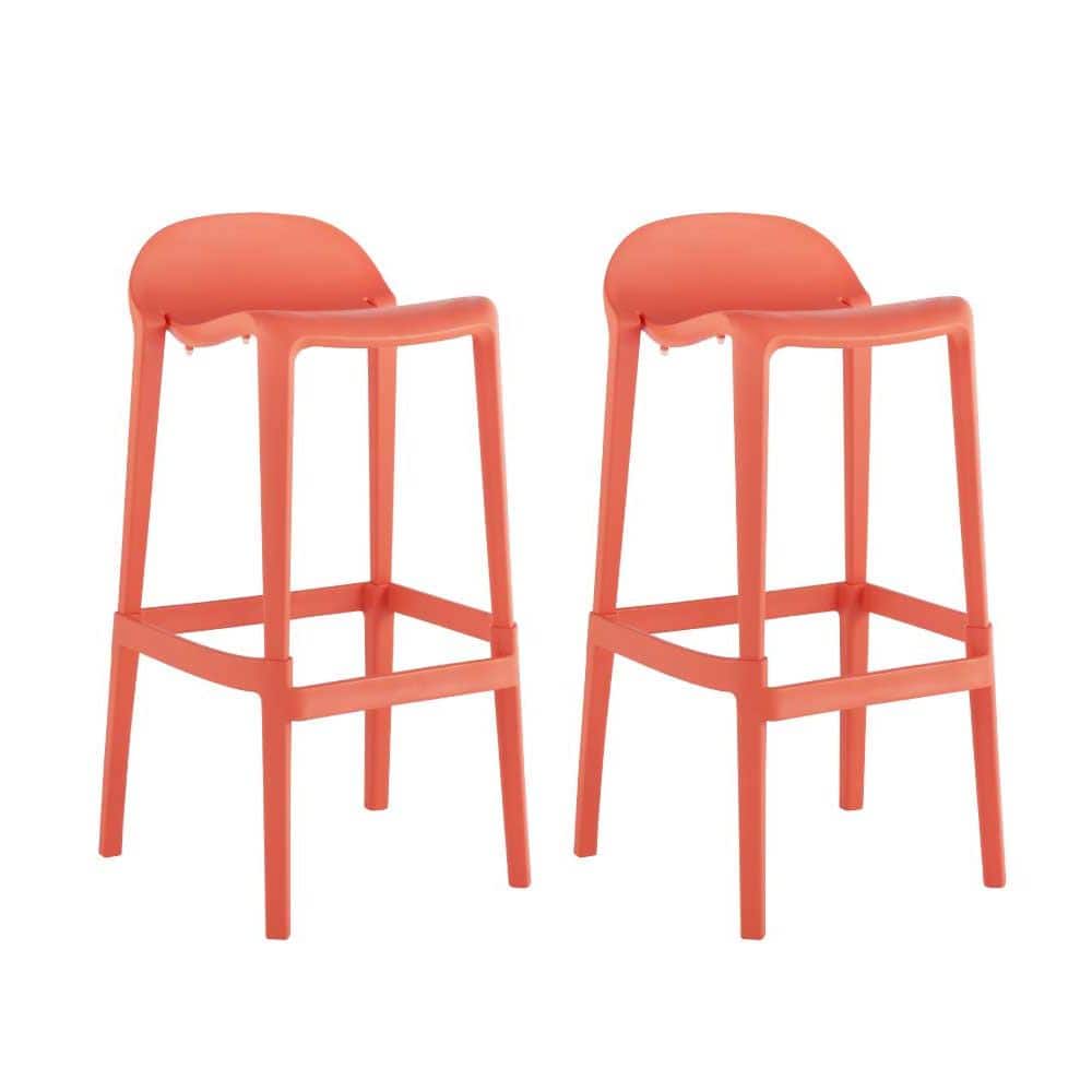 Salmon Saddle Style 25" Resin Barstool with Anti-Skid Footpads