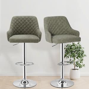 Deep Gray Modern Bar Chair with Back Adjustable Swivel Bar Stools Set of 2 Kitchen Island Bar Chair Counter Height