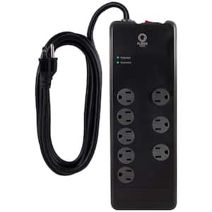 7 ft. 16/3 8-Outlet 2100J Surge Protector Power Strip Extension Cord, Black