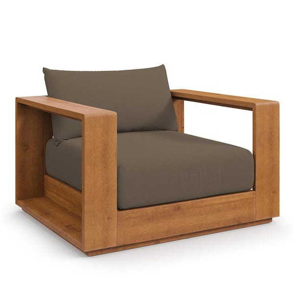 Tahoe Acacia Wood Outdoor Patio Chair in Natural Cocoa With Weather-Resistant Cushions