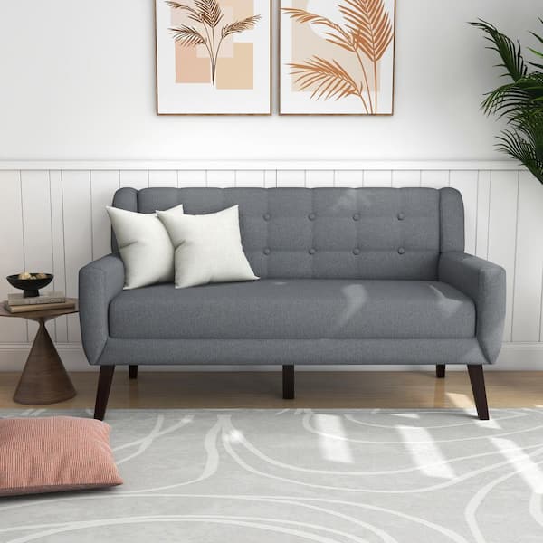 63 in. Straight Arm 2-Seater Sofa in Gray