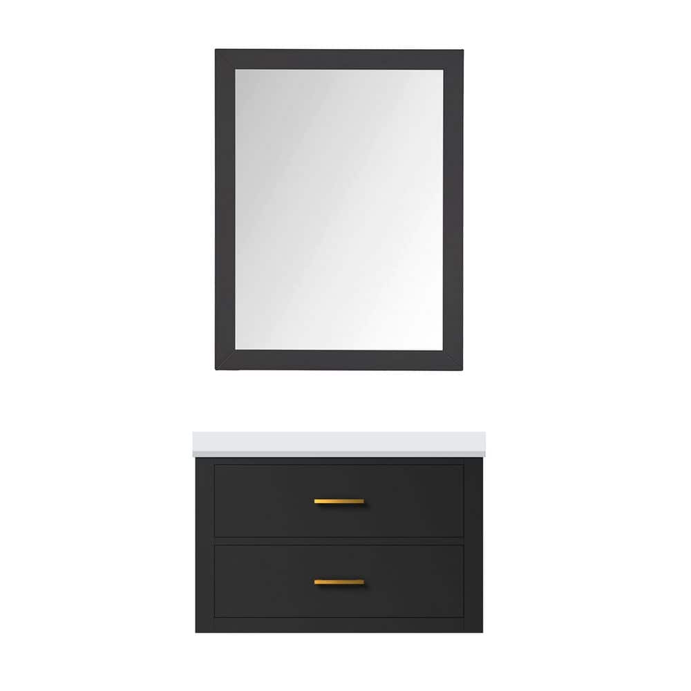 Sherman 30 in. W x 22 in. D Black Single Bath Vanity with Cultured Marble Top and 28 in. Mirror price history on PriceWatchPro