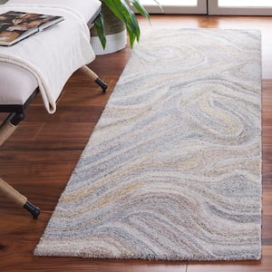 Abstract Gray/Brown 2 ft. x 8 ft. Abstract Eclectic Runner Rug