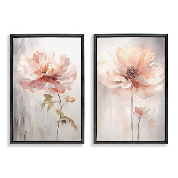 Soft Pink Budding Flowers by Raymond Powers 2 Pieces Black Floater Frame Nature Graphic Art Print 31 in. x 21 in.