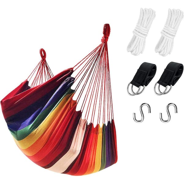 Unbranded Ourdoor Hanging Hammock Chair - Comfortable Tree Swing Chair Without Pillows 330 lbs. Weight Capacity (Rainbow)