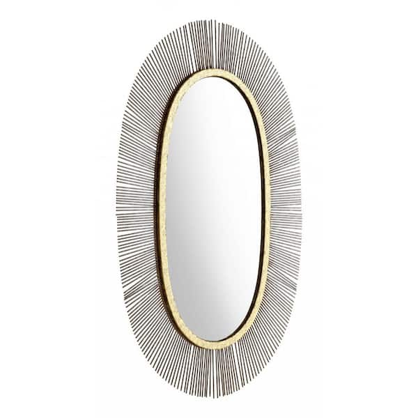 HomeRoots 24.5 in. x 38.2 in. Classic Irregular Framed Black Vanity Mirror