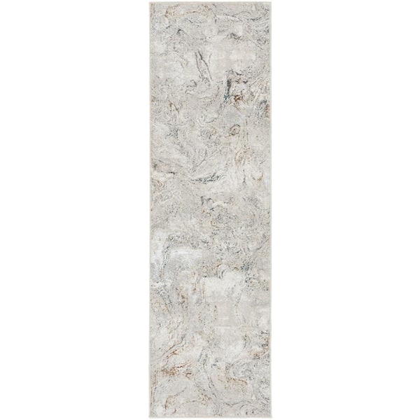 Nourison Glam Grey Multicolor 2 ft. x 8 ft. Abstract Contemporary Runner Area Rug