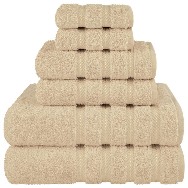 Unbranded 6 Piece Turkish Cotton Bath Towel Set, Beige