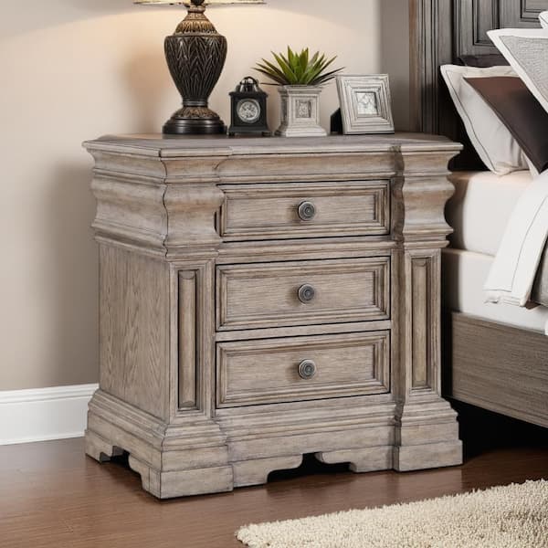Benjara Blaie Brown 3-Drawer 29 in. W Nightstand