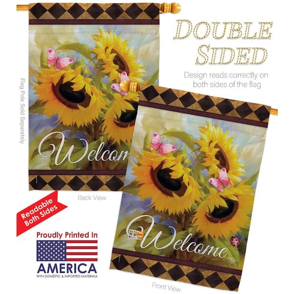 Ornament Collection 28 in. x 40 in. Welcome Sunflower Spring House