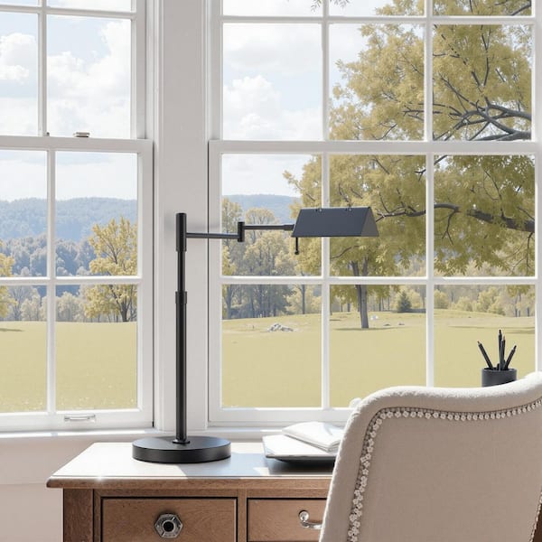 Merra MetroBeam 22 in. Matte Black Dimmable LED Swing Arm Task and