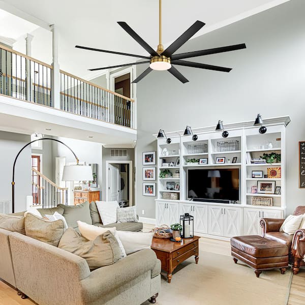 Archer 72 in. Integrated LED Indoor Black-Blade Gold Ceiling Fans with Light and Remote Control Included