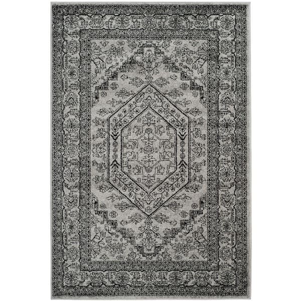 SAFAVIEH Adirondack Silver/Black 4 ft. x 6 ft. Border Medallion Area Rug