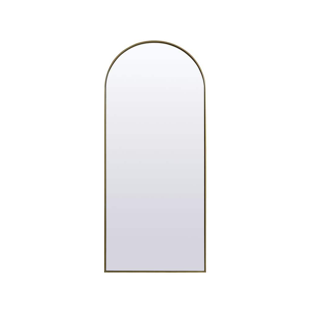 Simply Living 32 in. W x 76 in. H Arch Metal Framed Brass Full Length Mirro