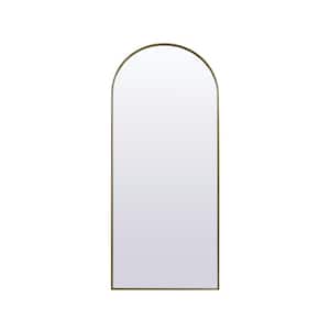 Simply Living 32 in. W x 76 in. H Arch Metal Framed Brass Full Length Mirror