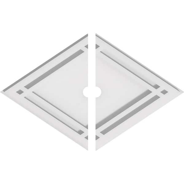 Ekena Millwork 16 in. x 10.62 in. x 1 in. Diamond Architectural Grade PVC Contemporary Ceiling Medallion (2-Piece)